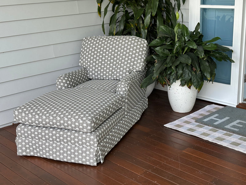 Avalon- Grey Stone and White Outdoor Fabric