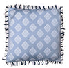 Outdoor Cushion Light Blue Chambray with fringe Mini Diamond Pattern - The Long Weekend Fabric House