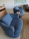 Avalon - Navy Blue and White Outdoor Fabric