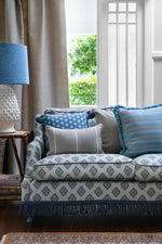 Outdoor Cushion Sky blue Zig Zag with fringe