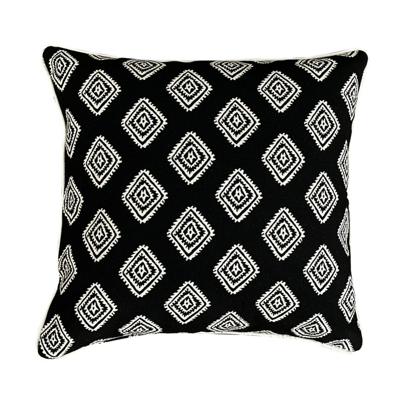 Outdoor Cushion black and white Stripe Dash with white piping