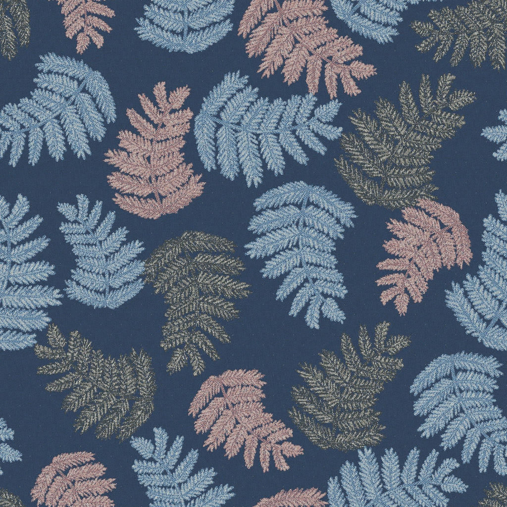 Big Leaves outdoor fabric- Deep blue and terracotta - The Long Weekend Fabric House
