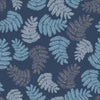 Big Leaves outdoor fabric - Deep blue background with aqua, denim and duck egg leaves - The Long Weekend Fabric House