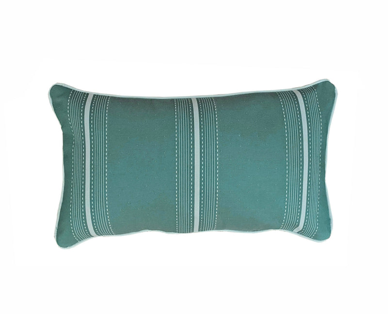 Outdoor lumbar Cushion Sage green Stripe Dash with white piping