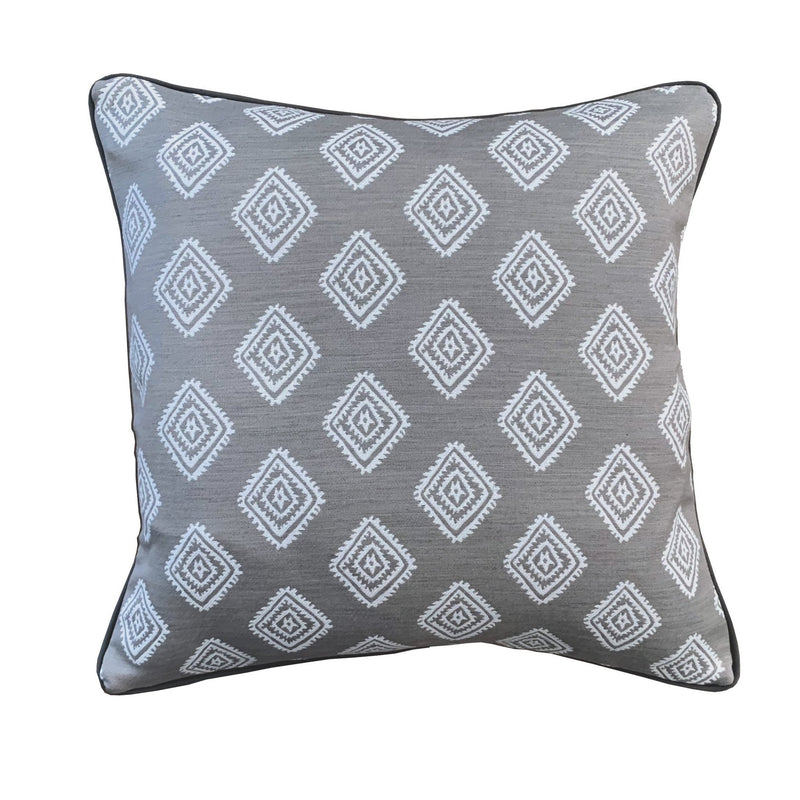 Outdoor Cushion Grey Stone Mini Diamond with piping - The Long Weekend Fabric House