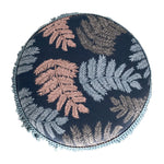 Outdoor Ottoman Deep Blue & Terracotta Big Leaves - The Long Weekend Fabric House